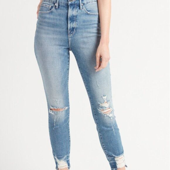 Good American Denim - Good American Good Waist Crop with Chewed Hem